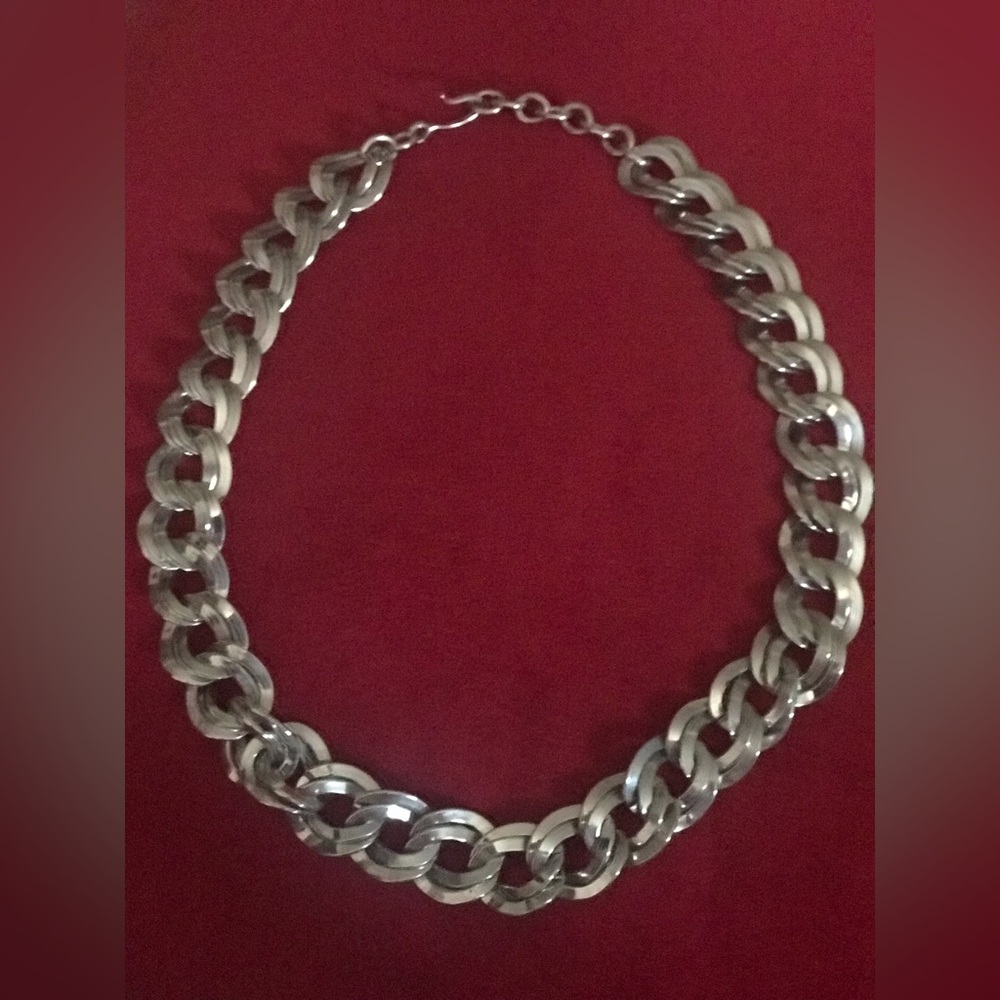Monet Silver Double Link Curb Chain Necklace